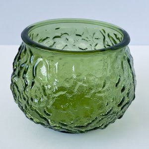 Vintage Green E.O. Brody Co. Crinkle Glass Bowl/Vase Cleveland Ohio USA G100